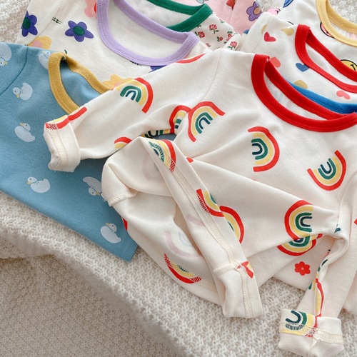 Children's wool stretch pajamas, baby spring clothes and spring pants, 0-6 years old boys' spring clothes, home clothes, girls' underwear sets