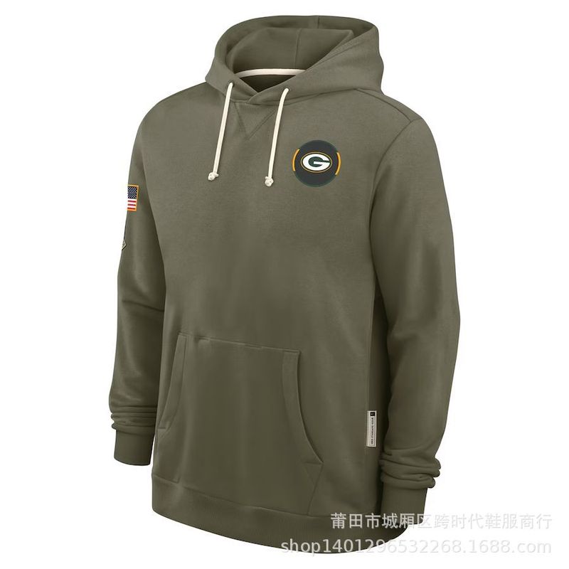 2025新款外贸男士NFL橄榄球致敬边线版Dri-FIT连帽衫卫衣橄榄绿|undefined