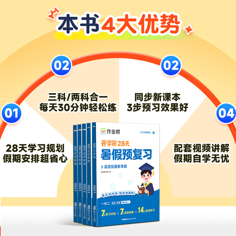 2026作业帮暑假预复习一本通1-6年级语数英三合一28天学习规划