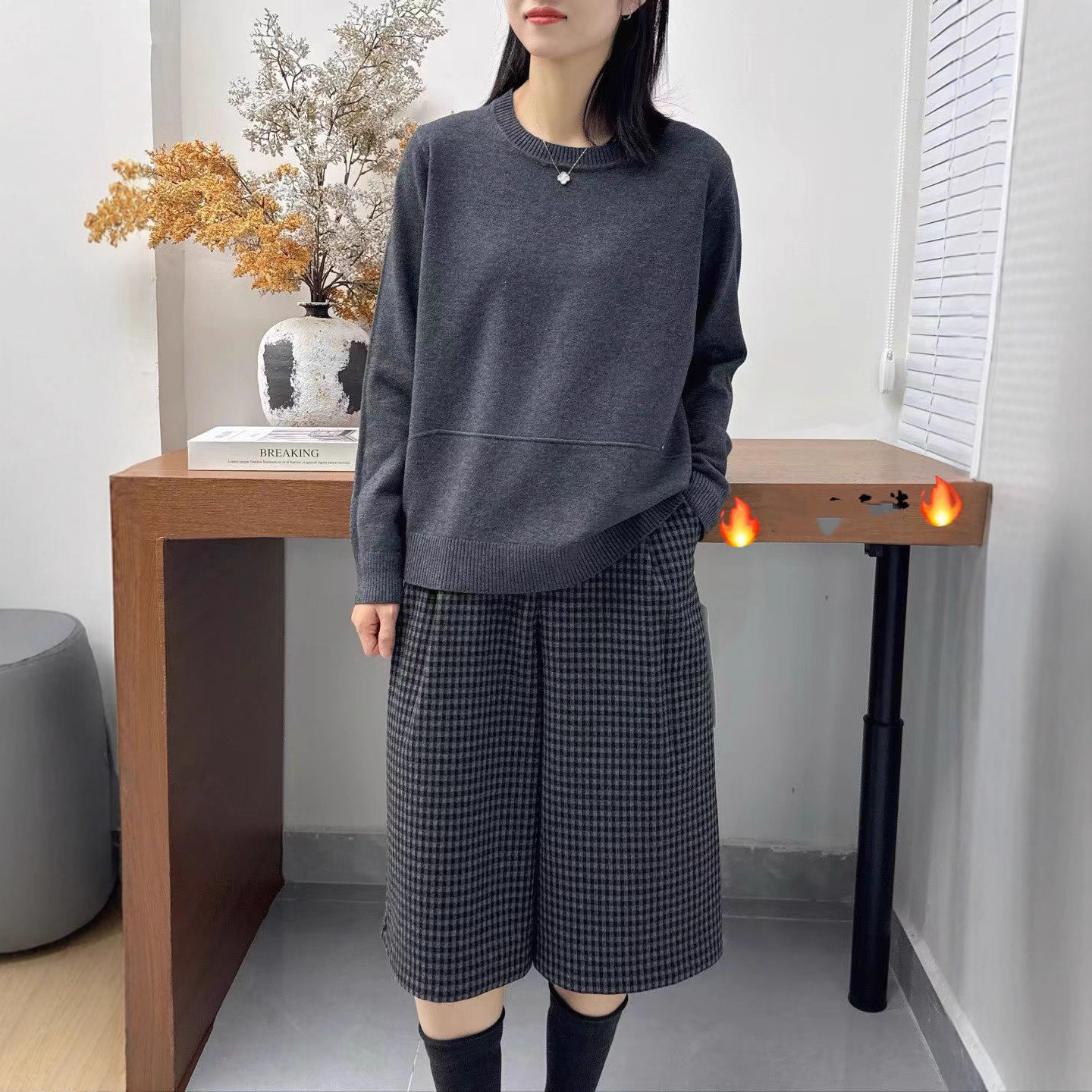 2025秋冬新款慵懒风卷边针织衫女胖显瘦百搭毛针织 打底时尚百搭