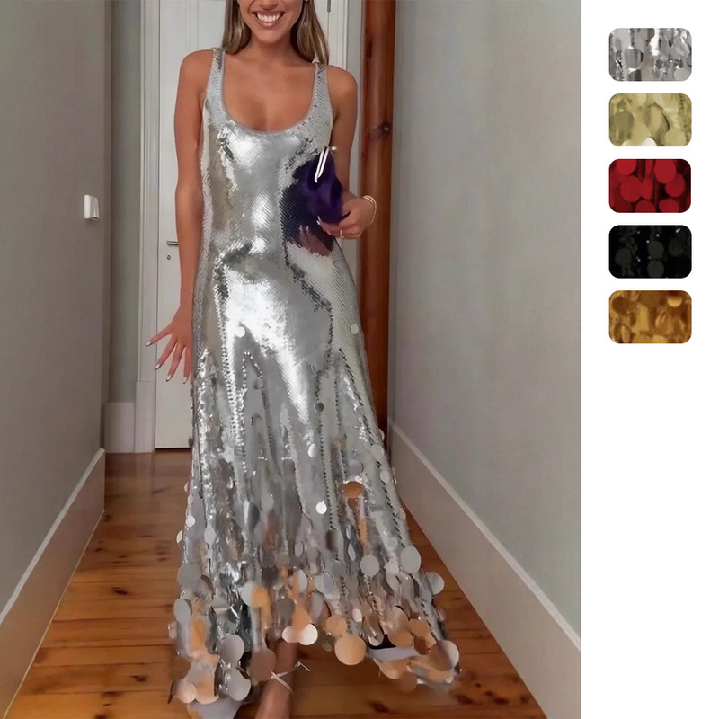 Independent Station Amazon European and American Clothing Sequin Dress Cross-Border Sleeveless Banquet Personalized Dress Sexy Women 8205 Independent Station Amazon European and American Clothing Sequin Dress Cross-Border Sleeveless Banquet Personalized Dress Sexy Women 8205