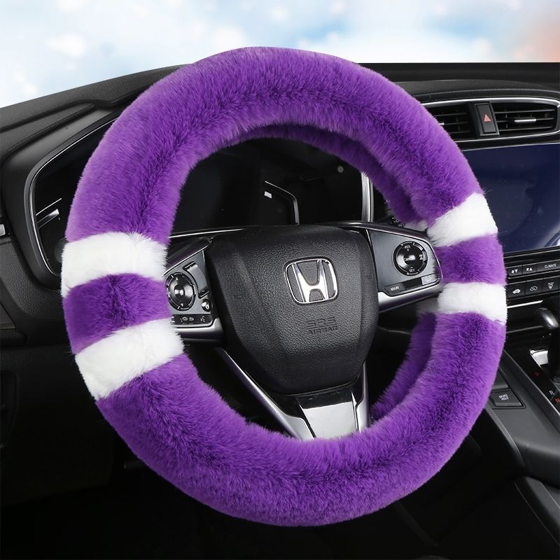 Amazon Winter Stuffed Car Steering Wheel Cover Unisex Anti-Slip Winter Warm Fur Integrated Handle Cover