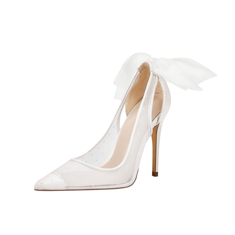 Women's fashion single shoes shallow mouth pointy pointy polka point elegant wedding shoes bow women's shoes large size_voghion.com