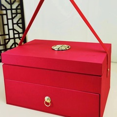 新しいアイデアの結婚祝いの砂糖のギフトボックスの赤いお土産のギフトボックスの喜二重引き出しのギフトボックスの高級な包装箱