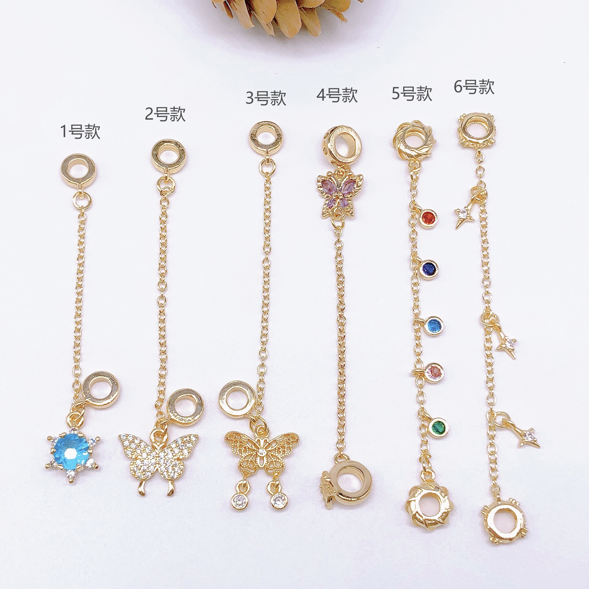 14k包金保色軽豪華金蝶ブレスレットdiy安全チェーン微象眼ジルコン流蘇金提溜アクセサリー