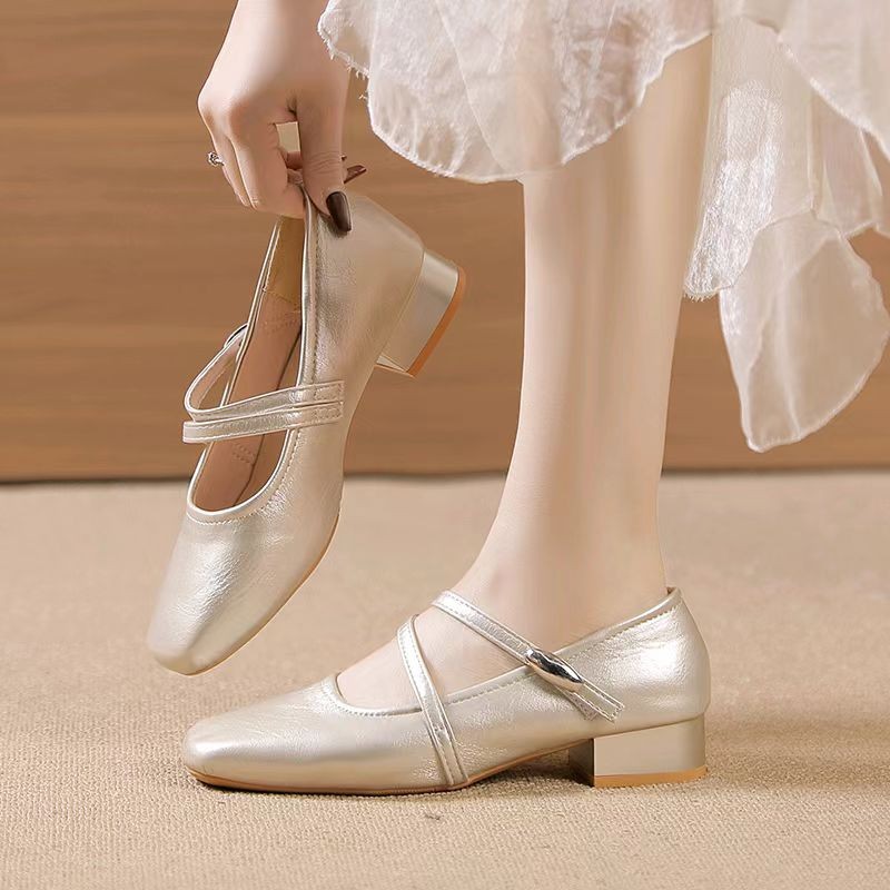 Zapatos franceses de estilo mary-zhen 2026 primavera nueva moda ropa exterior de hadas con falda ligera zapatos de tacón alto