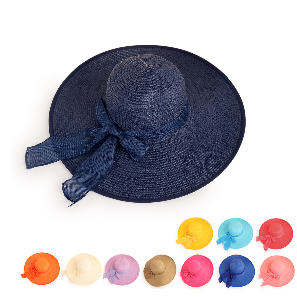 Estilo coreano de moda de color sólido ala grande a prueba de sol de ala ancha arco Sombrero de paja a prueba de sol playa versátil casual sombrero para el sol sombrero fresco