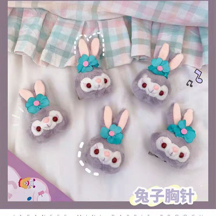 Un gran número de estrellas en stock Delu conejo broche nueva Duffy conejo de dibujos animados lindo Ropa Accesorios tocado