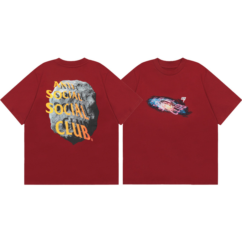 Versión correcta ASSC Club de dibujos animados relámpago impresión conjunta cuello redondo de los hombres Jersey pareja manga corta Camiseta moda