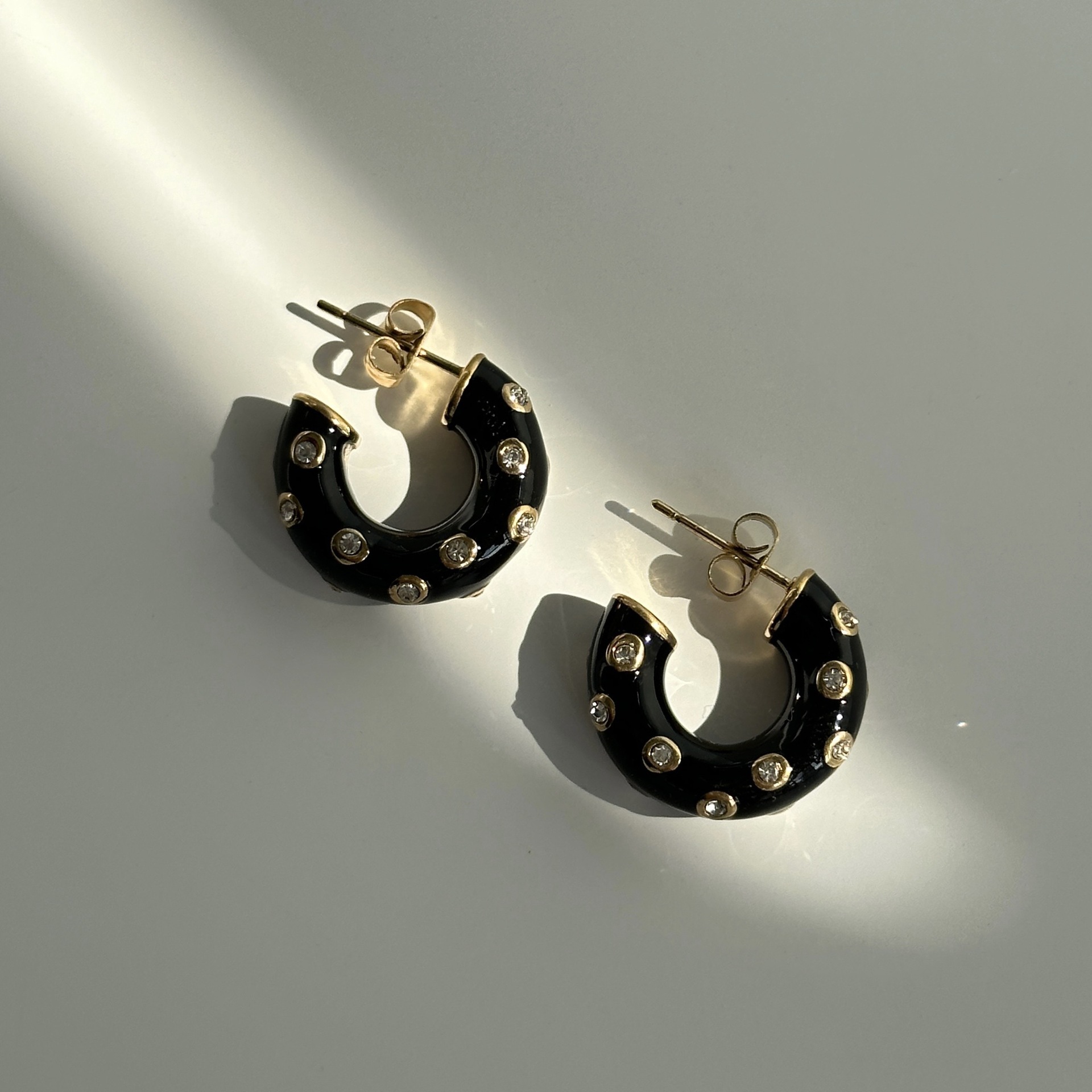 Ear Studs Classification 1 Pair Quantity Holiday, Banquet Occasion 1 Pair Elegant Retro C Shape Epoxy Plating Inlay Titanium Steel Zircon Ear Studs