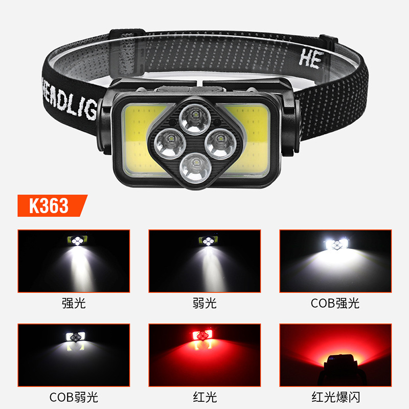 Nuevo suministro transfronterizo al aire libre faro onda inducción COB trabajo fuerte luz faro rojo azul