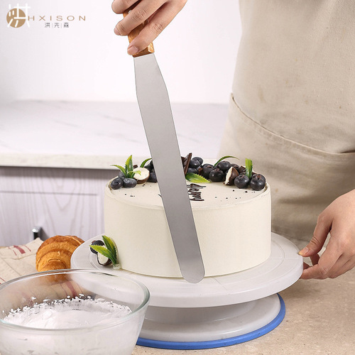 Wood-handled cake spatula, straight/curved body cream kiss knife, stainless steel cake knife, scraping knife, decorating knife, 4-inch to 12-inch
