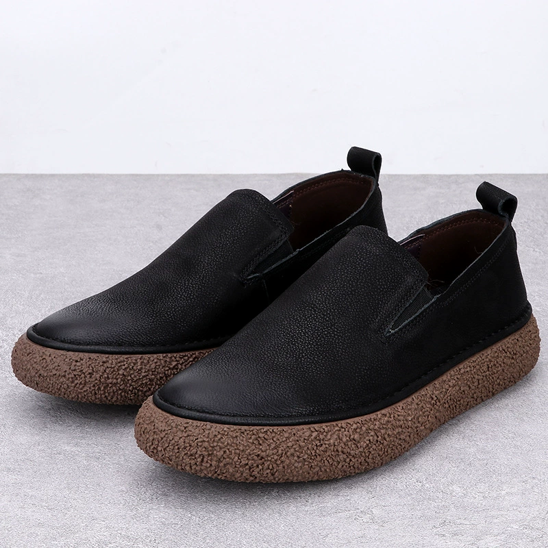 Кожаные мужские туфли весной и осенью новый один педаль противоскользящие ботинки Lefu