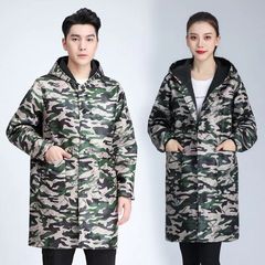 Thermal-lined padded hooded adult full-sleeve overcoat for men winter kitchen waterproof apron for women workwear