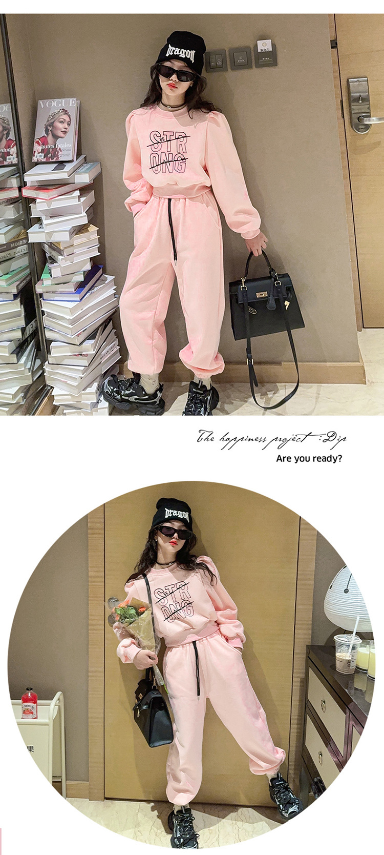 Conjunto deportivo para niñas de felpa otoño e invierno 2023, nuevo suéter grueso de moda para niños de talla mediana a grande con alpaca_voghion.com