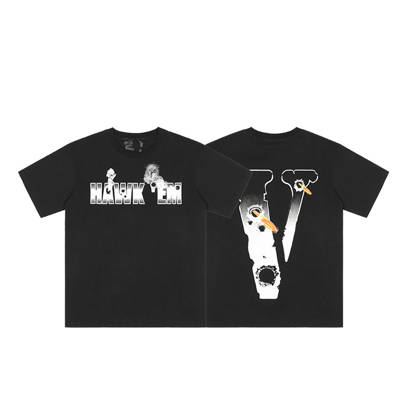 外単VLONE FOG潮牌大v字母Logo桜半袖スケッチ刺繍唇印落書きプリントtシャツ|undefined