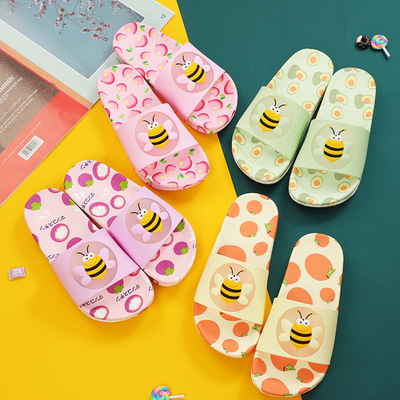 女士可愛卡通拖鞋夏天 室內浴室洗澡涼拖鞋 學生外穿壹字塑料拖鞋