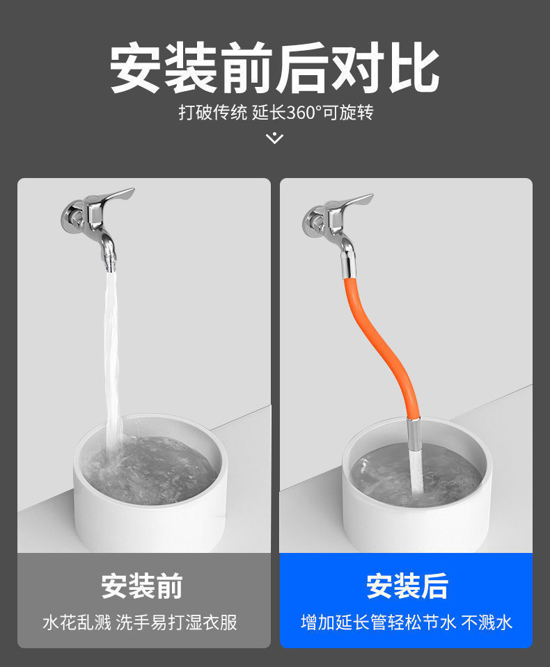 Universal faucet extender, universal type sink, splash-proof extended spout, washbasin extended water pipe Item Picture