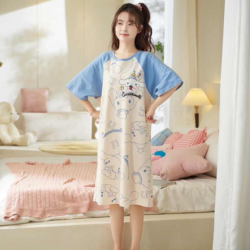 2024 pijama de verano delgado estudiante hermana gorda puede usar un tamaño grande dulce dibujos animados ropa para el hogar pijamas