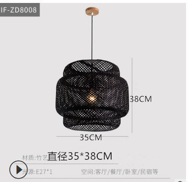 Araña de ratán de bambú transfronterizo restaurante Cafe araña de bambú estilo de Casa de Campo sala de estar dormitorio simple lámpara de Bambú