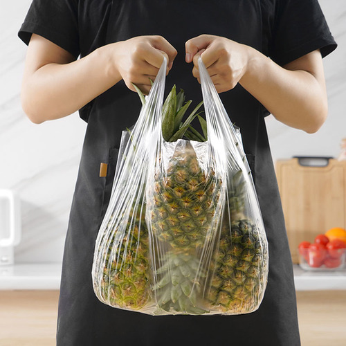 One-time use thickened shoulder-style food bag for home, refrigerators, supermarkets, fresh produce PE plastic bags for wholesale