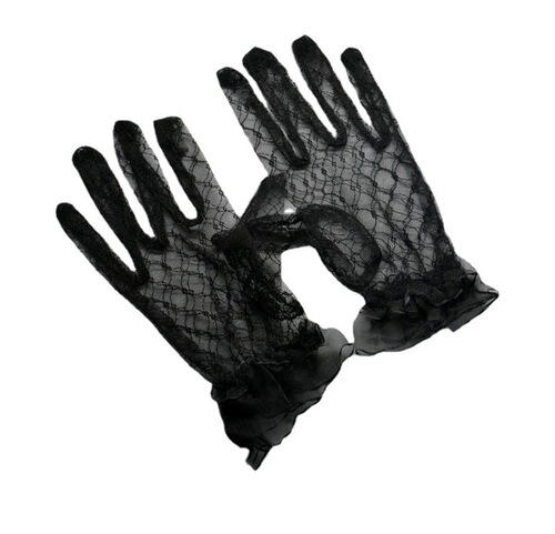 Wholesale Black Lace Mesh Gloves for Stylish & Fun Photo Shoots – Short Fingered Bridal Gloves for Wedding Ceremonies and Elegance