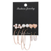 Earrings, metal set from pearl heart shaped, suitable for import, boho style, wholesale