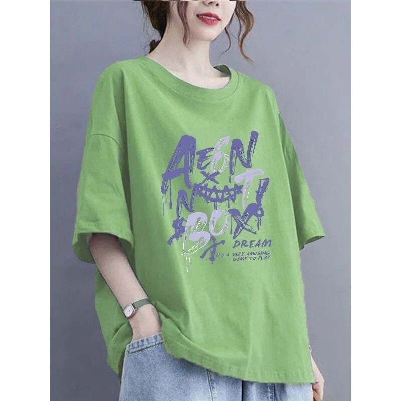 Clearance Sale Short-Sleeve T-Shirt for Women, Summer Plus-Size, Slimming, Loose Fit, Korean Style, Fashionable, Mom-Friendly, Versatile Half-Sleeve