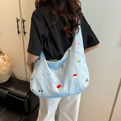 厳選された 2025 夏バッグ女性のデニム刺繍トートバッグ大容量カジュアルクロスボディバッグ旅行バックパック