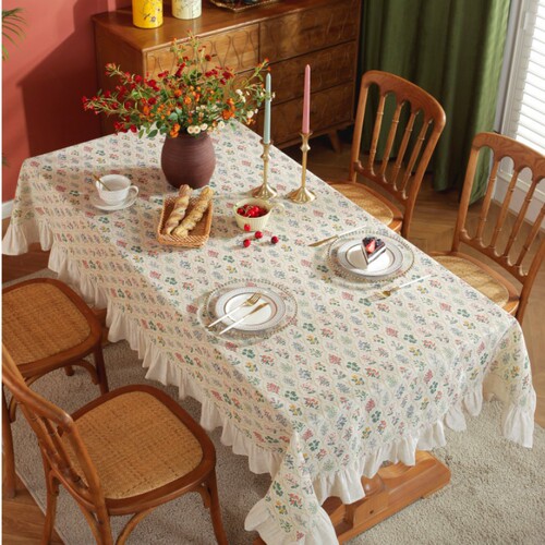 Lexuan Show tablecloth ins style French party rectangular tablecloth hotel dormitory ruffled photo tablecloth manufacturer