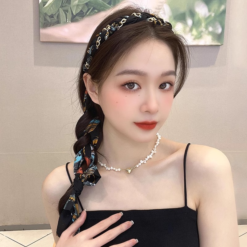 Artillas de cabello trenzadas correa de cabello para mujeres 2025 nuevo cabello en una bufandas de seda de alta calidad atadas toque de cabello verano