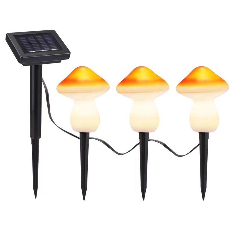 Outdoor solar mushroom lamp lawn landscape lamp outdoor decoration LED floor plug one drag three luminous mushroom lamp