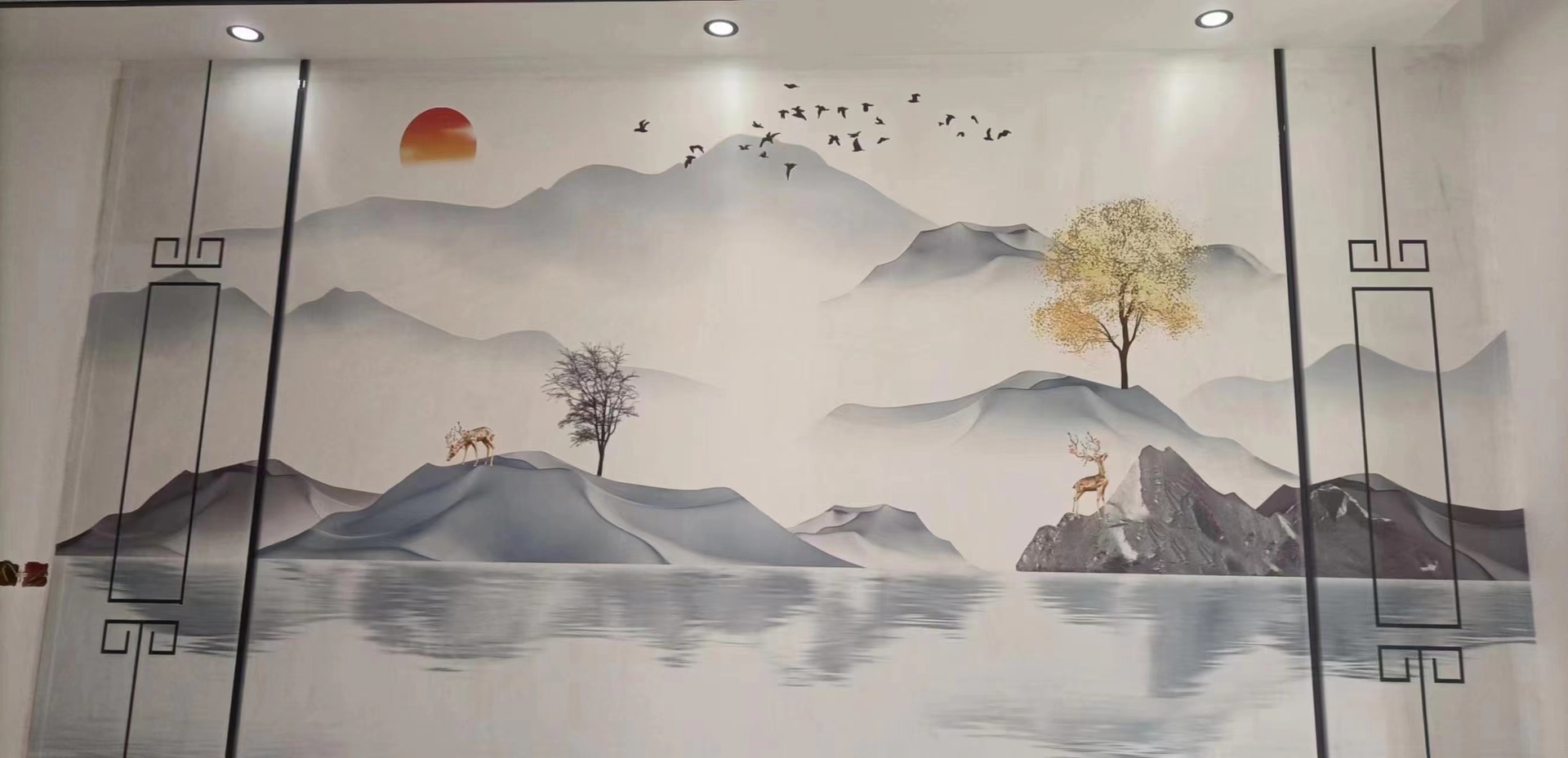 新中式山水背景墙