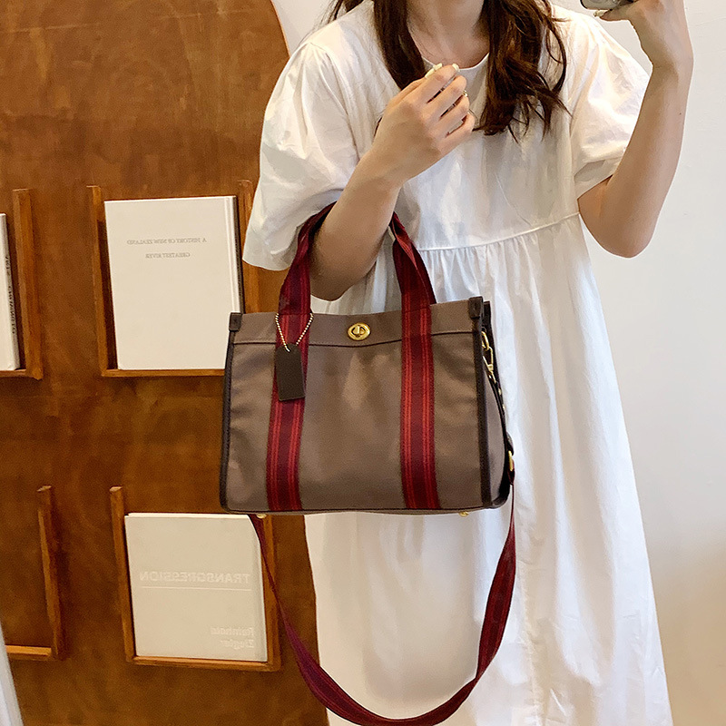 Bolsos para mujer, bolsos cruzados de moda, nuevos bolsos de lona retro simples, bolsos de mano de colores contrastantes de tendencia nicho