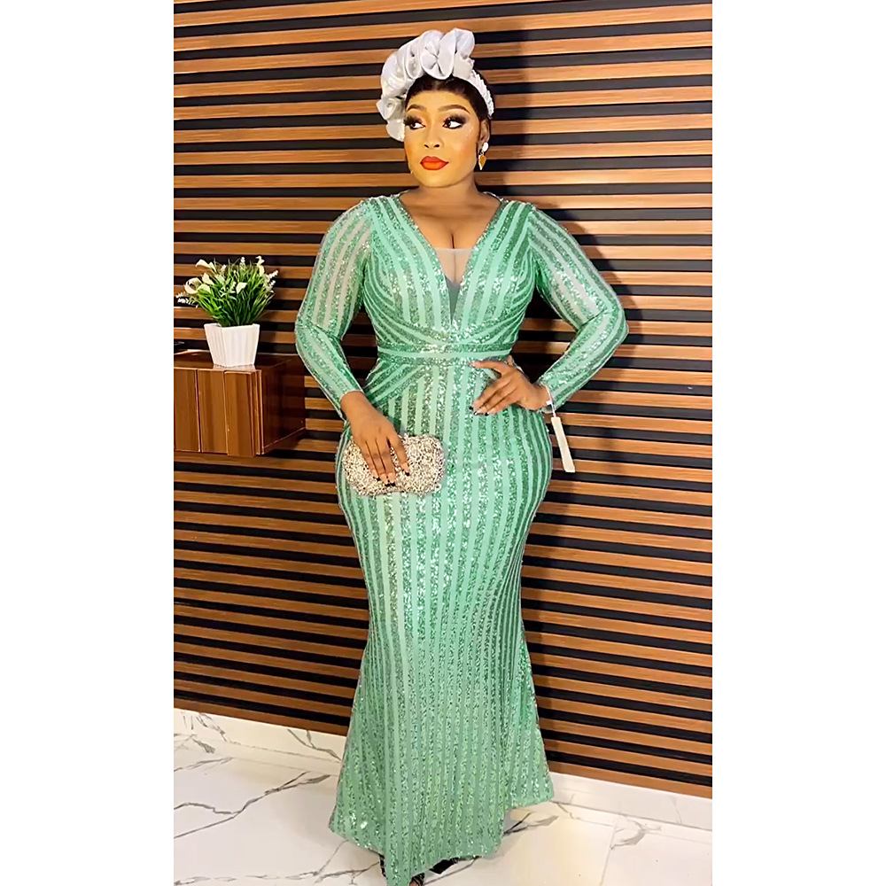 Women's Clothing new tail banquet evening dress women's sequined large size dress_voghion.com
