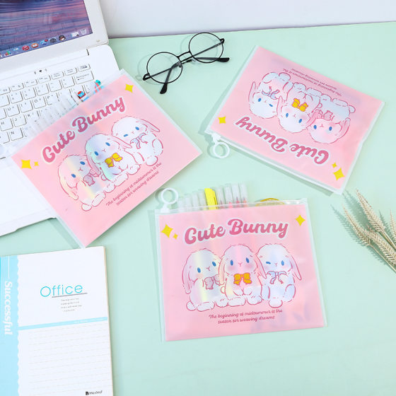 Factory direct wholesale cartoon self-sealing bag student stationery storage pen bag waterproof dust material cosmetics storage bag
