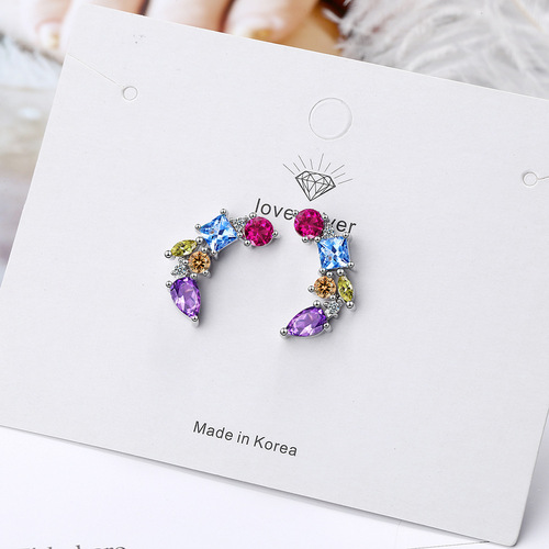 Cross-border fashion colorful zirconia earrings for women, Western and Eastern temperament, personalized earrings.