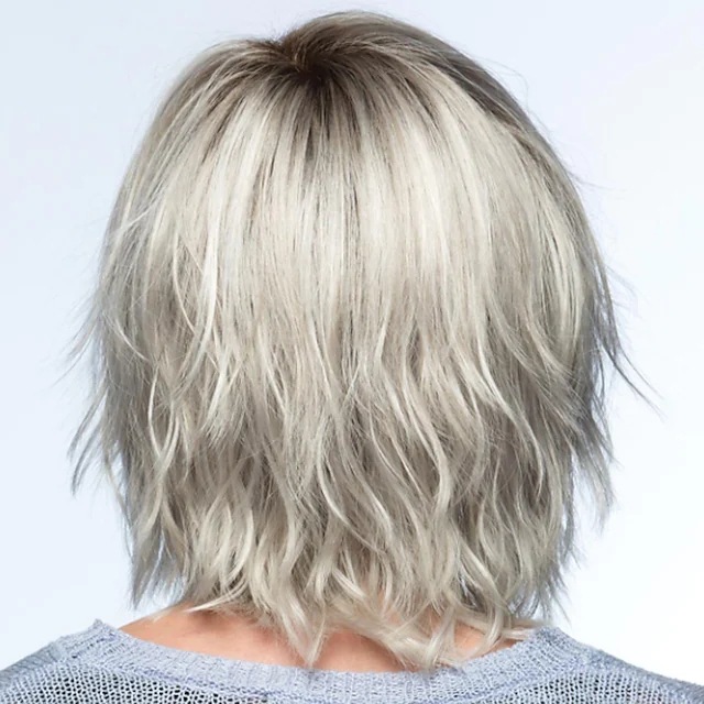 Synthetische Perücke für Damen, kurzes Haar mit Farbverlauf_voghion.com