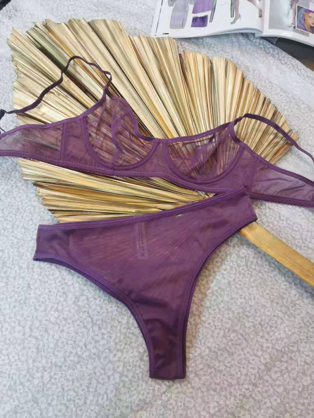 Nouvel ensemble de soutien-gorge sexy perspective, lingerie amusante pour femmes, soutien-gorge ultra-fin, porte-jarretelles, ensemble trois pièces_voghion.com