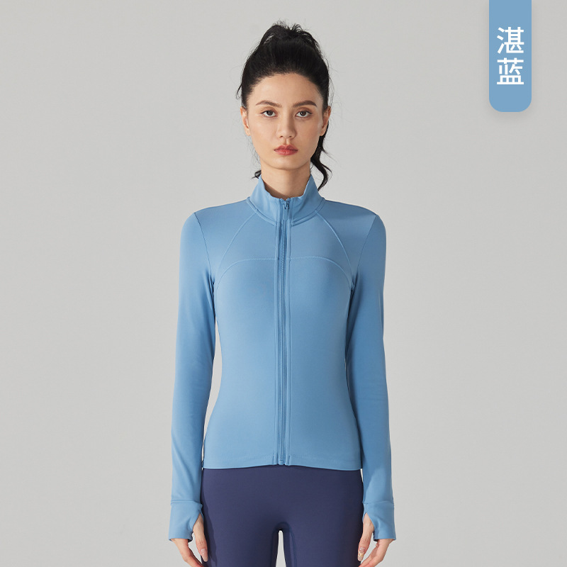 Yuancheng polar chaqueta deportiva caliente espesado slim fit adelgazamiento ropa de yoga manga larga con cremallera running fitness top