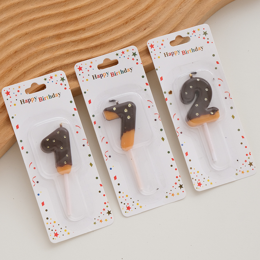 Mayorista retro dibujos animados de chocolate de dos colores molde de galletas de ducha 0 - 9 velas digitales tarta de cumpleaños