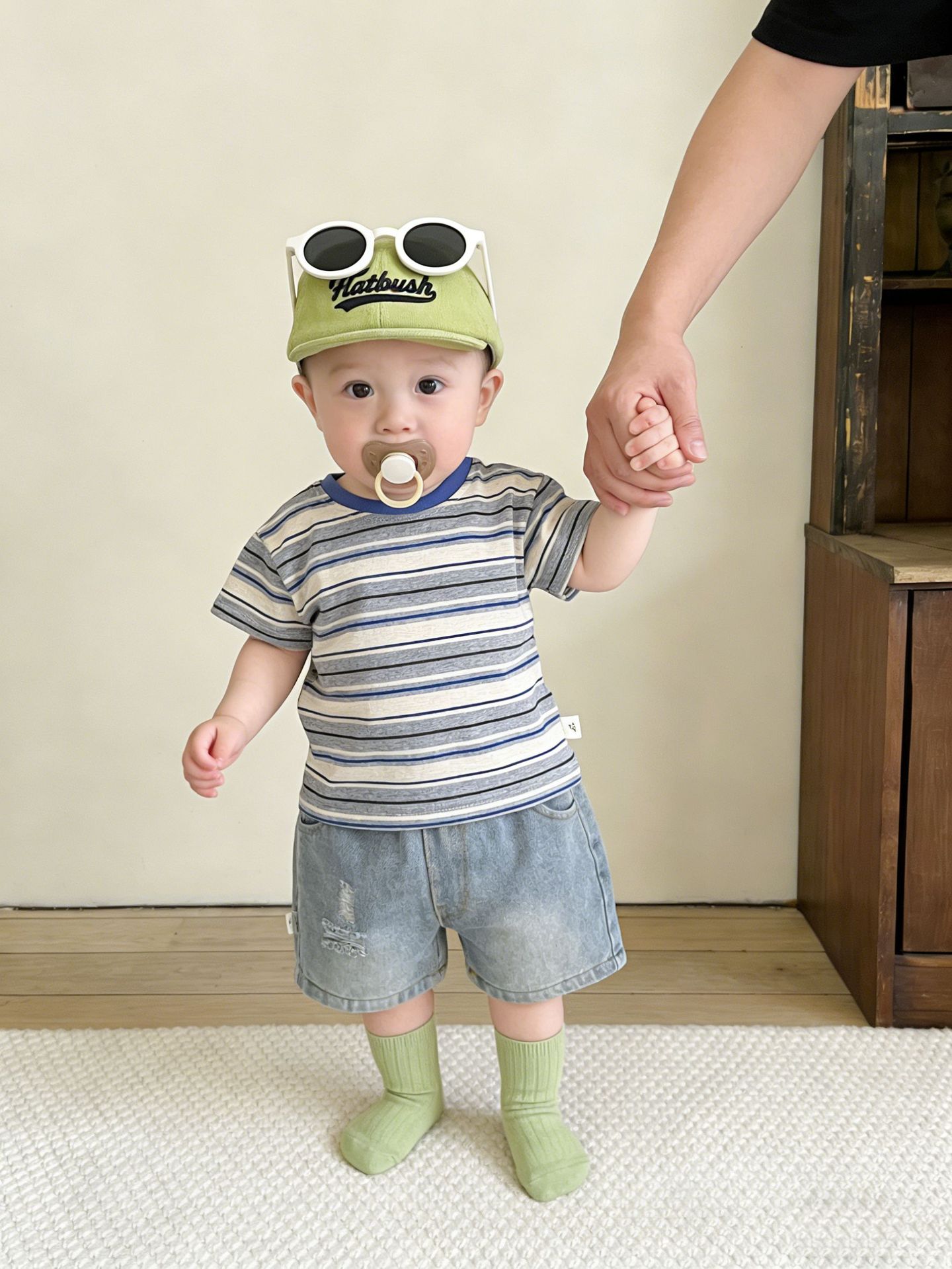 Summer children's set, overall, short sleeve T-shirt, universal denim skirt, shorts to go out, western style