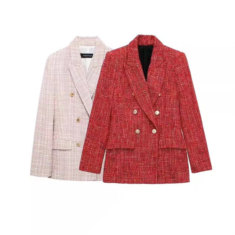 Za Cross-Border Women's Clothing Wholesale French Style Work Clothing Texture Double-Breasted Slim Slim Suit Jacket 9192156