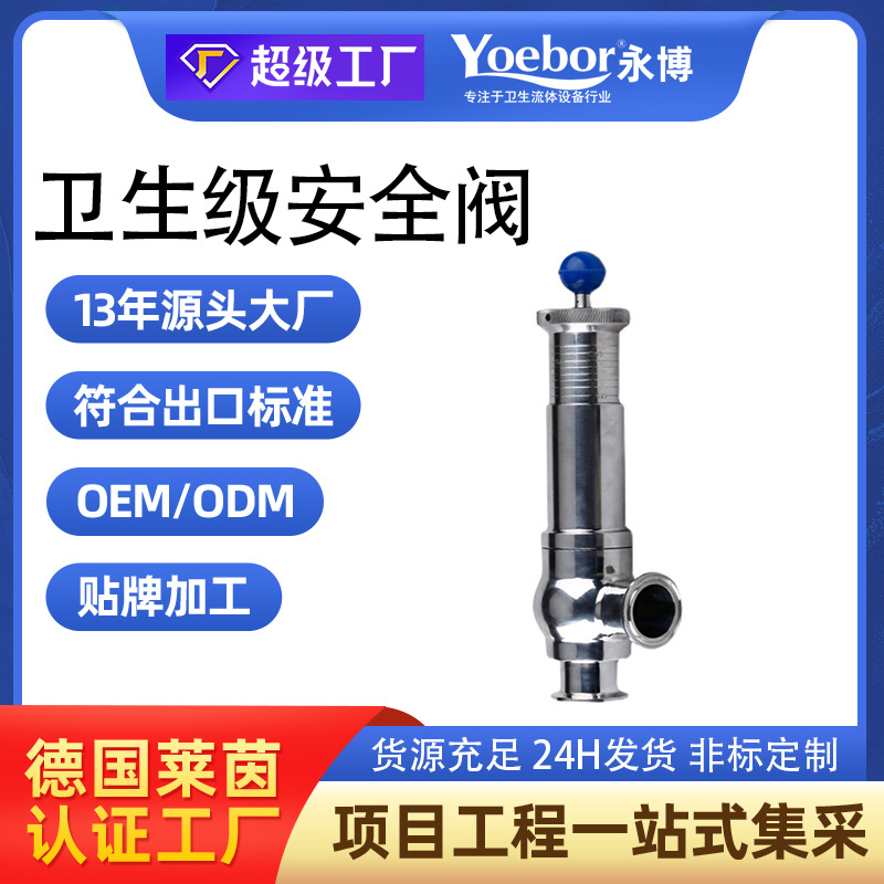customized 304 Stainless steel Sanitary Safety valve 316L Relief Graduation adjust Exhaust Pressure relief valve