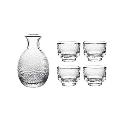 Juego de vino de sake con patrón de martillo japonés, vino de arroz de vidrio para el hogar, vino tibio, copa de sake, jarra de vino caliente, taza de vino pequeña al por mayor