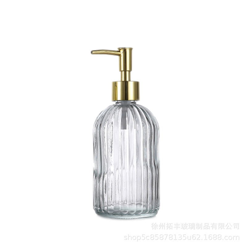 400ml; botella transparente + cabeza de bomba de oro; vidrio