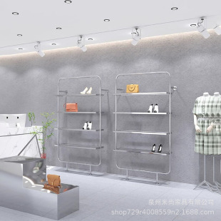 Stainless Steel Tempered Glass Multi-Layer Display Rack Clothing Store Wall-Mounted Wall-Mounted Jewelry Shoe Rack Display Shelf