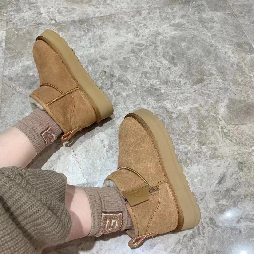 Ankle winter boots, platform sole, high warmth, camel, sizes 35–40