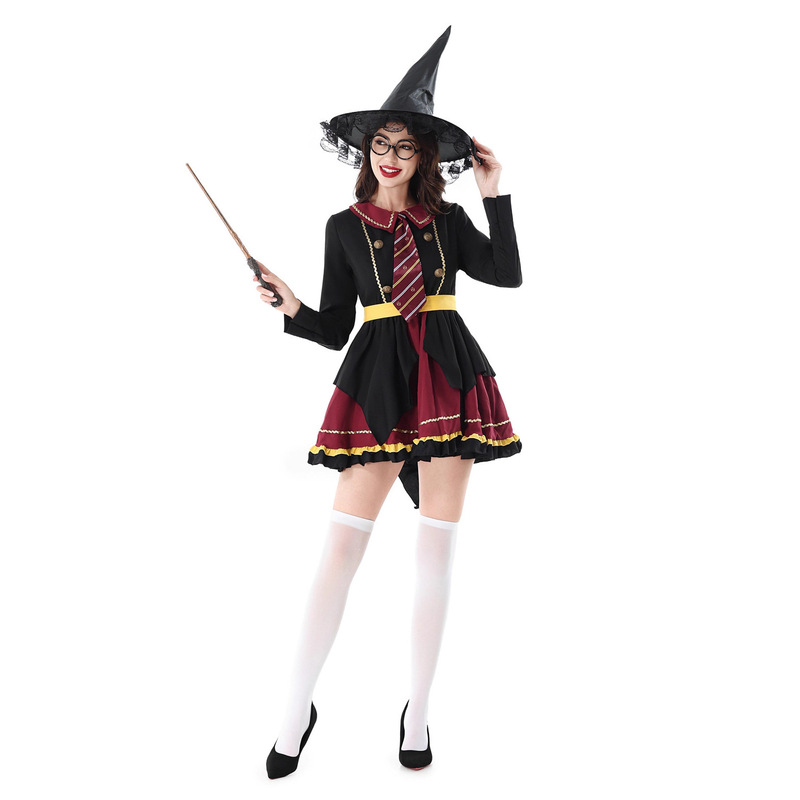万圣节服装影城魔法女巫装巫婆帽哈利波特cos服装学院学生表演服|undefined