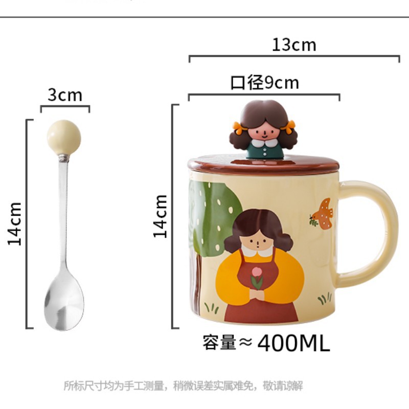 Leche fufu dibujos animados lindo taza chica Taza de cerámica pareja taza de agua oficina en casa taza de desayuno con tapa cuchara